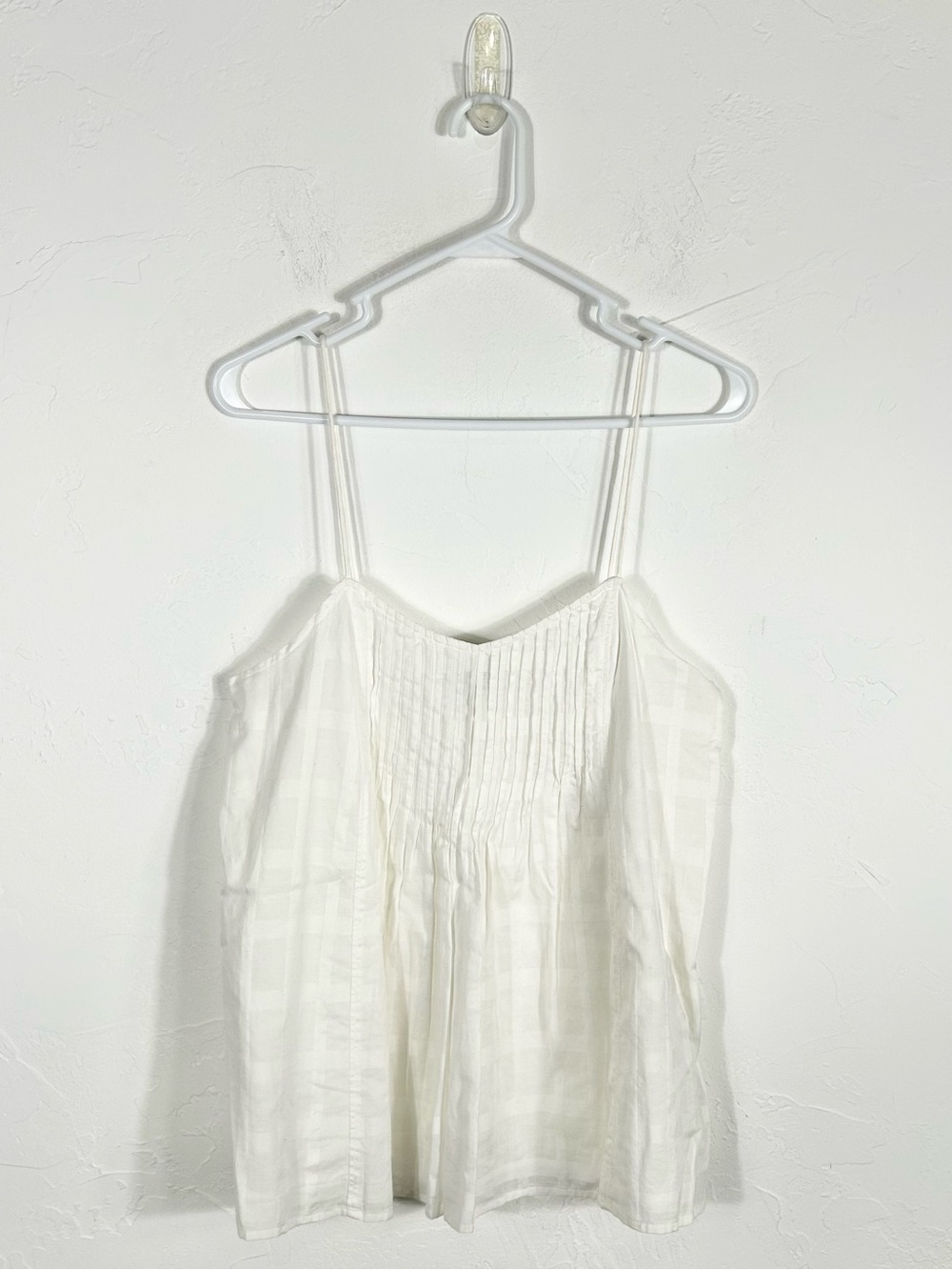 J.Crew White Pleated Tuxedo Cami Tank Top Spaghetti Strap Women's Size 6